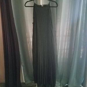 High neck pleated maxi dress